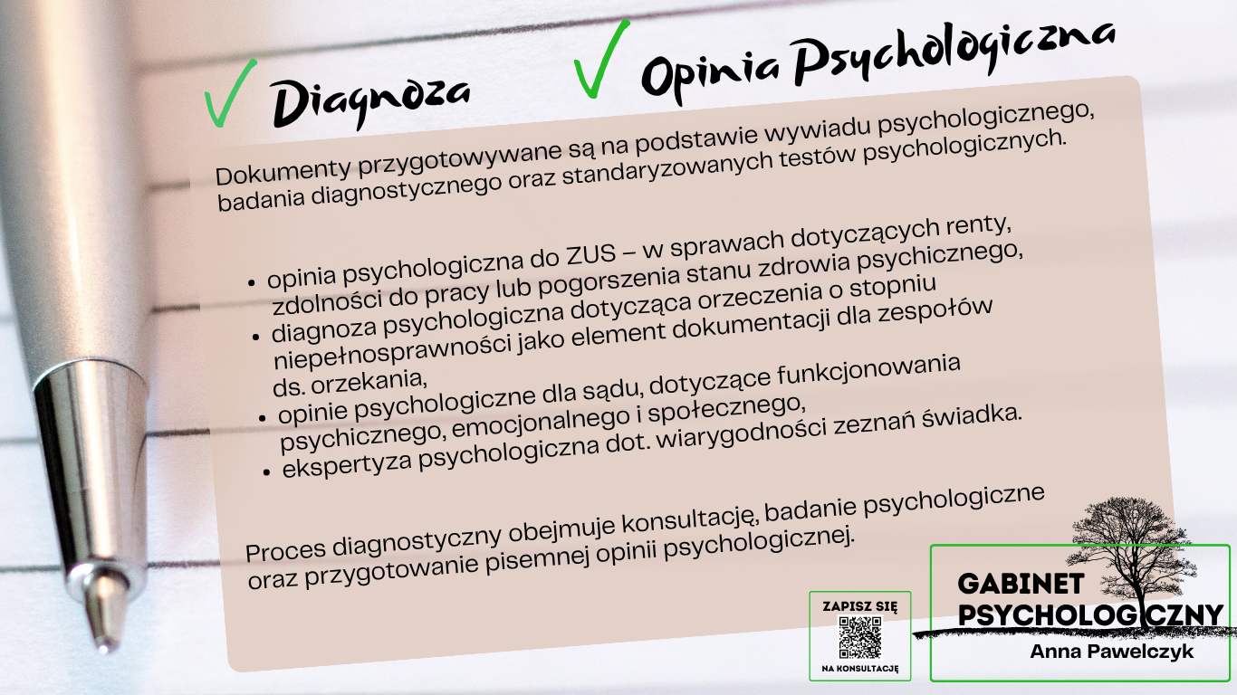 Diagnoza i opinia psychologiczna – opis usług
